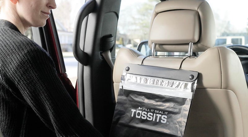 Tossits Recycled Disposable Car Trash Bags â€“ Leakproof, Smell Proof Hanging Garbage Bags for Car, Truck, SUV, RV & Vehicle â€“ Black, 21 Count Disposable Automotive Trash Bags - Image 2
